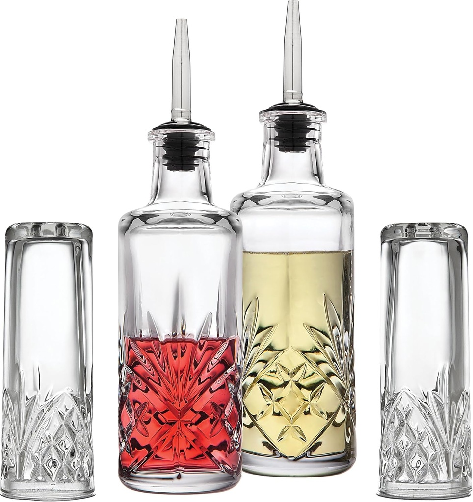 Godinger Oil and Vinegar Dispenser Cruet Set and Salt and Pepper Shakers Set, Condiment Pourer Bottle and Salt and Pepper Shaker - Dublin Crystal Collection…