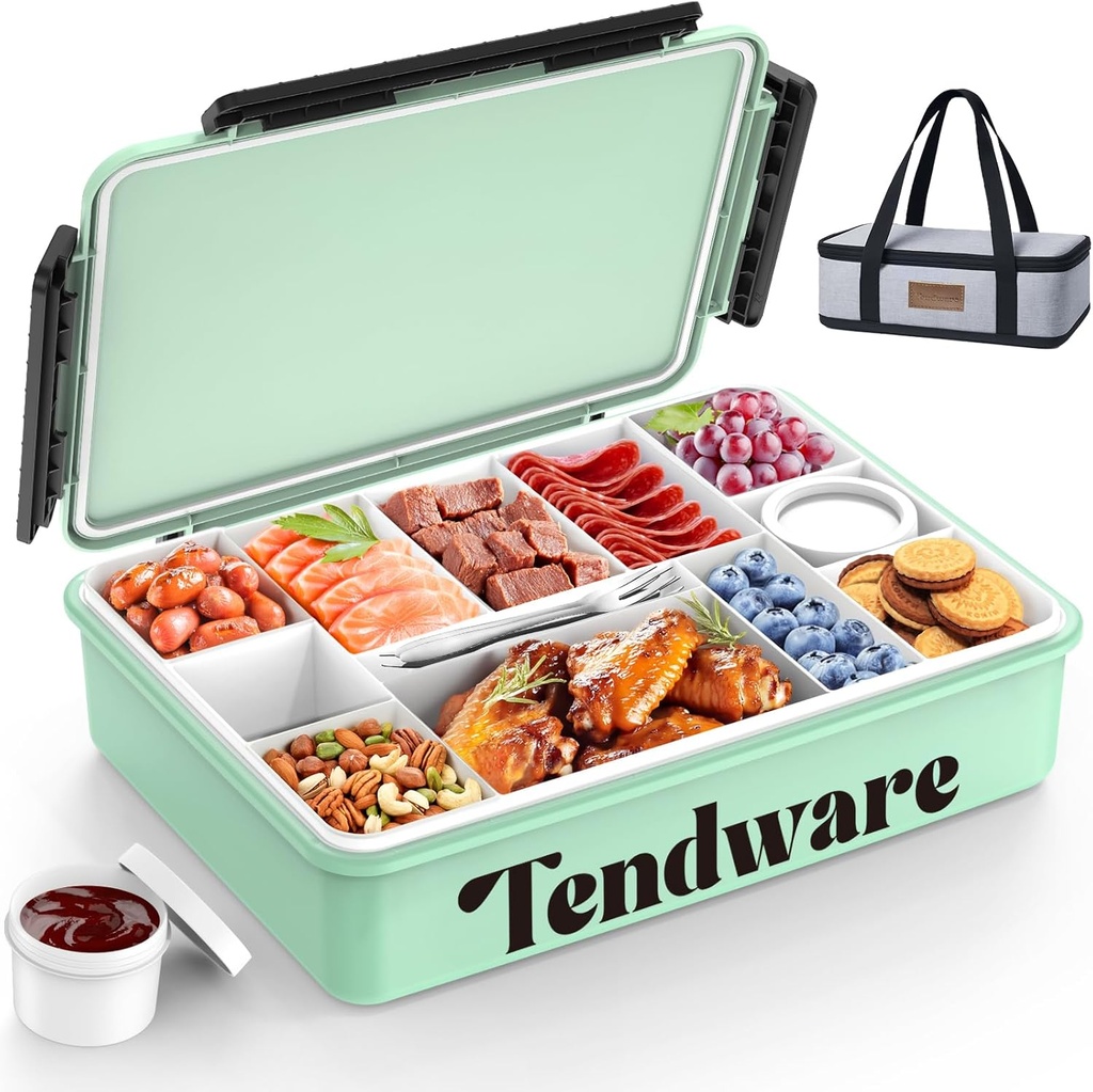 Chilled Portable Snackle Box Container Insulated Bag Keep Food Warm 12 Compartment Divided Serving Tray Reusable Ice Pack Christmas Thanksgiving Gift Essentials for Charcuterie Snack Road Trip Picnic