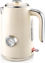 PUKOMC Electric Kettle, 1.7L Stainless Steel Tea Kettle with Temperature Gauge, 1500W Water Boiler with LED Light, BPA-Free, Auto Shut-Off and Boil-Dry Protection (Beige) Visit the Pukomc Store