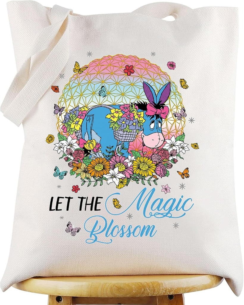WZMPA Donkey Tote Bag Movie Fans Gift Let The Magic Blossom Reusable Grocery Bag Cartoon Merchandise