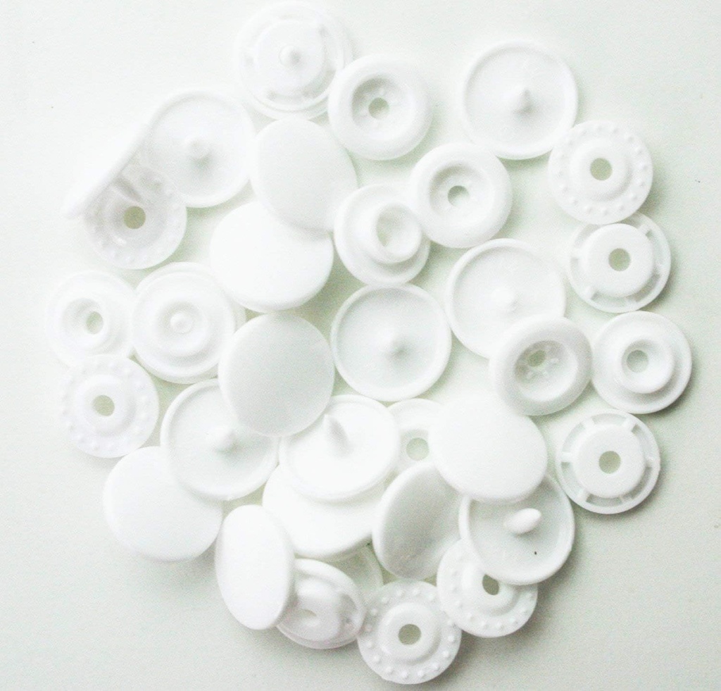 100 Sets KAM Snaps Buttons, BetterJonny Size 20 T5 Glossy Round Resin Plastic Buttons Fasteners Punch Poppers for Cloth Diaper/Bibs/Towels/Nappies