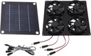 Solar Panel Cooling Fan Kit 4 Ports Fan Solar Ventilation Cooler for Outdoor Pet Shed IPX7 5‑12V