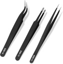 3Pcs Precision Tweezers Set,Upgraded Anti-Static Stainless Steel Tweezers, for Electronics Repair, Model Building, Soldering, Laboratory Work, Craft Essentials
