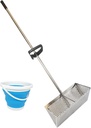 Sand Fleas Rake, Stainless Steel Sand Sifter, Detachable 47 Inches Long Handle, Collapsible Shark Tooth Sifter for Beach,Sand Crab Catcher with Foldable Pail .