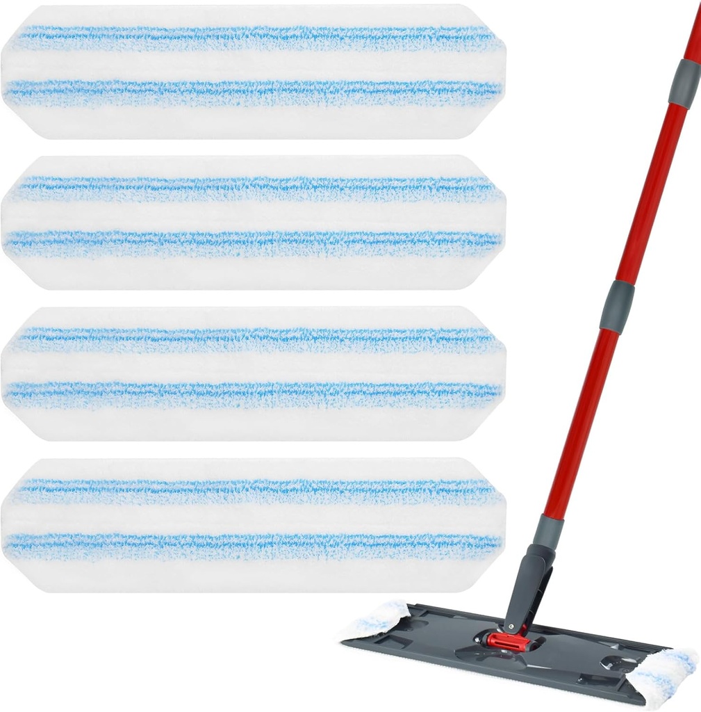 Mop Replacement Pads for Ocedar H2prO Flat Mop, 4 Pack Mop Refills for O-Cedar H2pro Flat Mop, Machine Washable Reusable Microfiber Mop Heads Replacements for Ocedar H2 Pro Mop