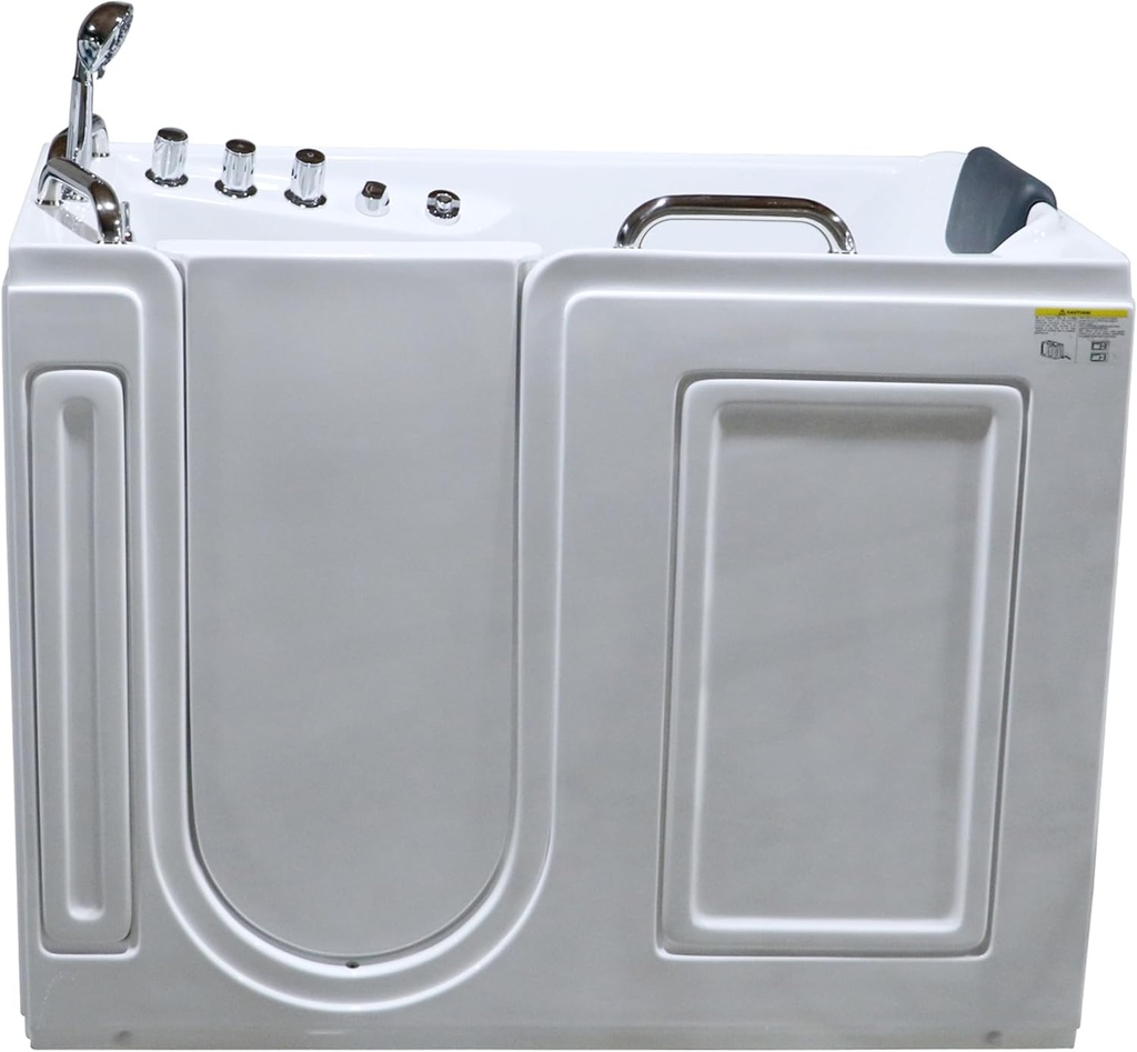 53" Acrylic Walk-in tub Freestanding Soaking SPA Chromatherapy Jetted Bathtub, Whirlpool Massage Jets, HydroMassage Tub for Relaxation, Left Side Door with 10 Pcs Water Jets