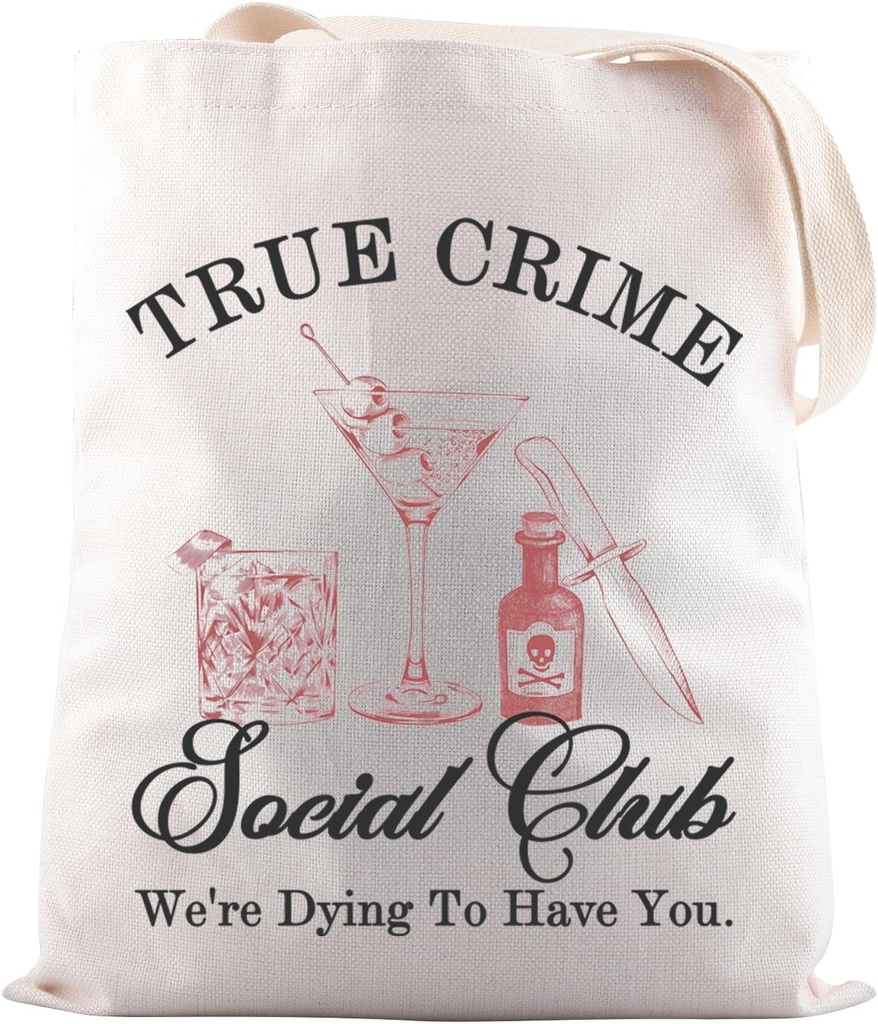 JNIAP Crime Show TV Lover Gift True Crime Social Club Tote Bag True Crime Podcast Fan Gift