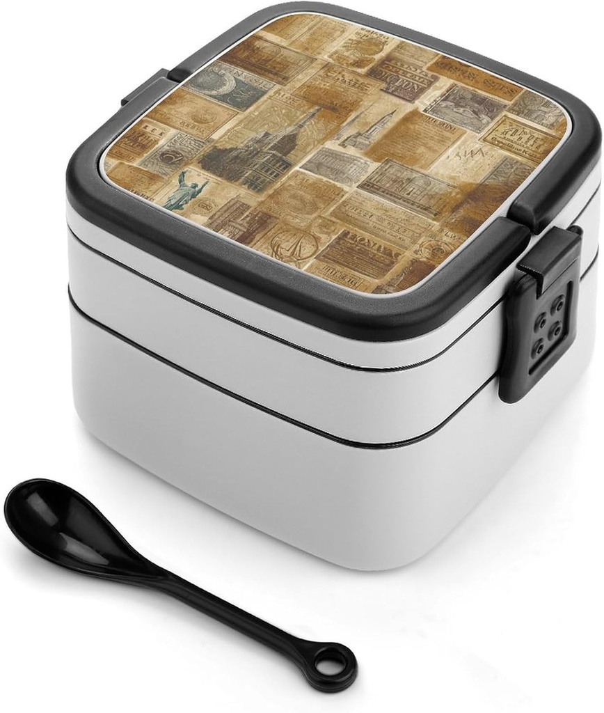 Bento Box Adult Lunch Box with Compartments Beige And Gold Style Portable Lunchbox Large Size Bento Lunch Containers Double Layered Lunch Box for Work Picnic Travel