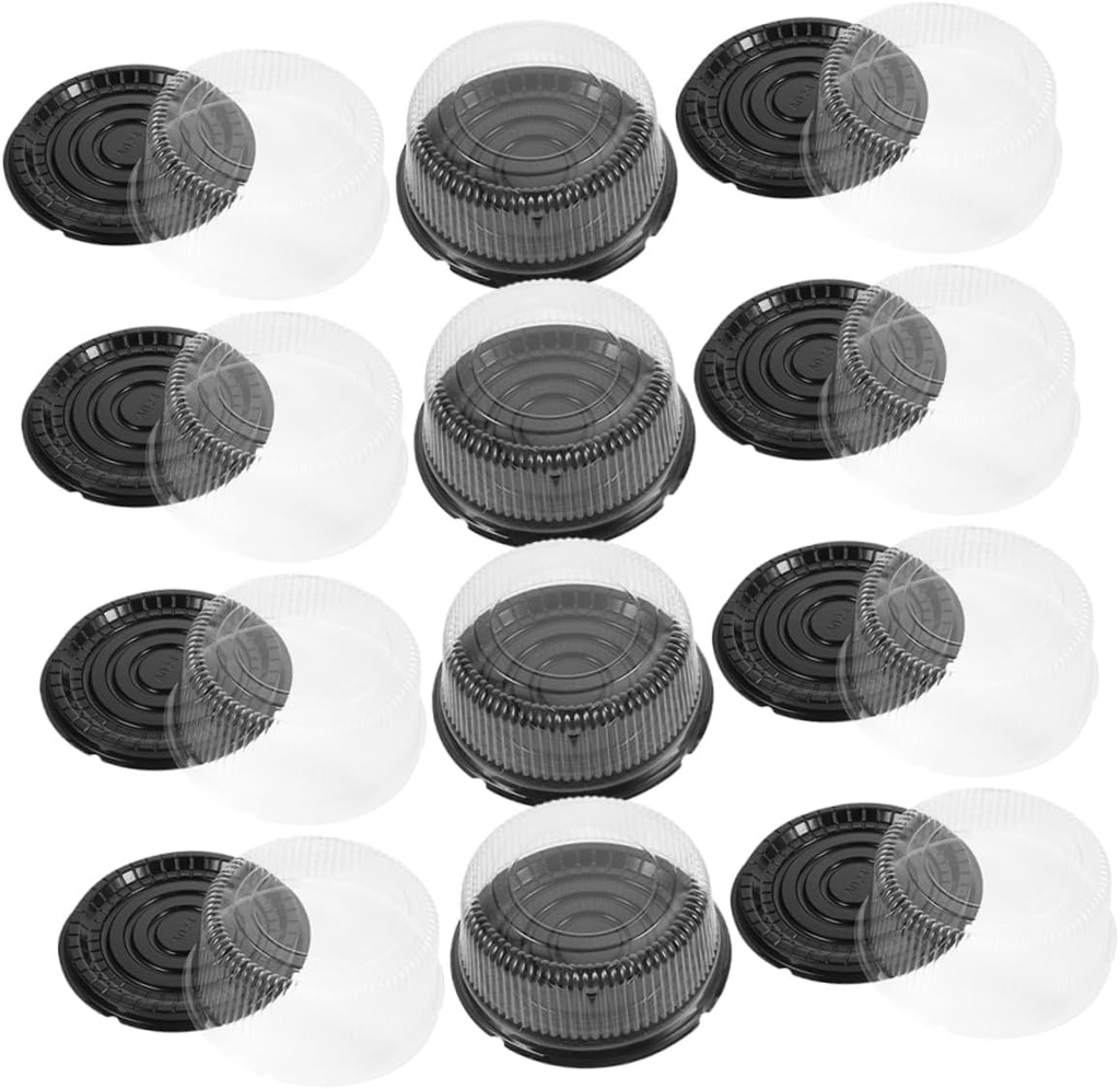 BESTYASH 20pcs Cake Boxes with Lids Round Plastic Cake Carriers Reusable Transparent Dessert Display Containers for Baking and Food Packaging