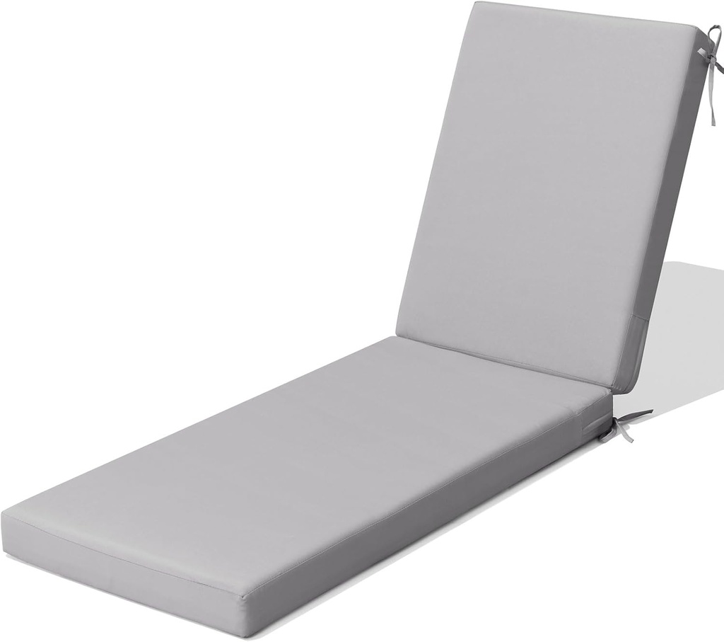 Crestlive Products Chaise Lounge Cushion, Outdoor Cushion for Patio Furniture, Outdoor Chair Cushion Waterproof for Lawn, Pool, 80''L x 23''W x 3''T, Light Gray