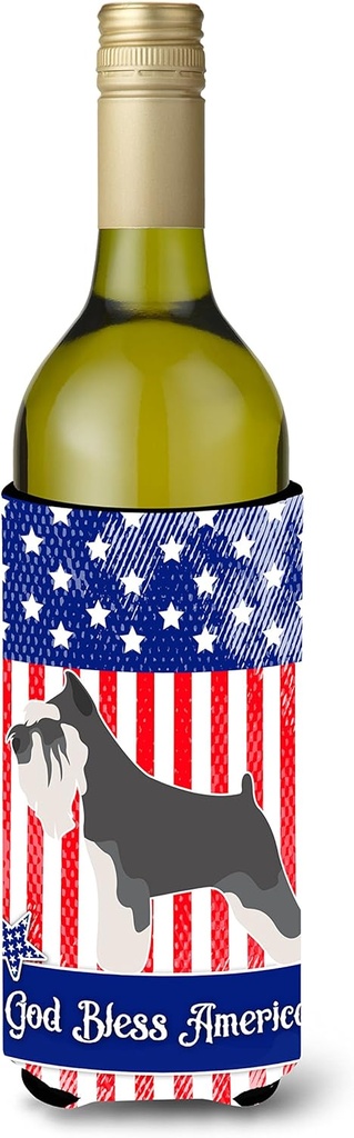 Caroline's Treasures BB8379LITERK Miniature Schnauzer American Wine Bottle Hugger Bottle Cooler Sleeve Hugger Machine Washable Collapsible Insulator Beverage Insulated Holder