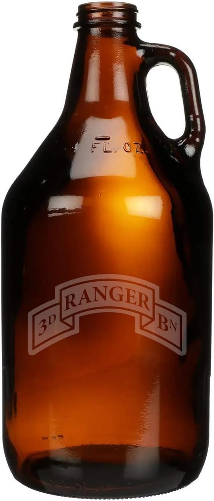 US Army - 3rd Ranger Battalion SSI Shoulder Sleeve Patch Etched Glass Beer Growler 64 oz