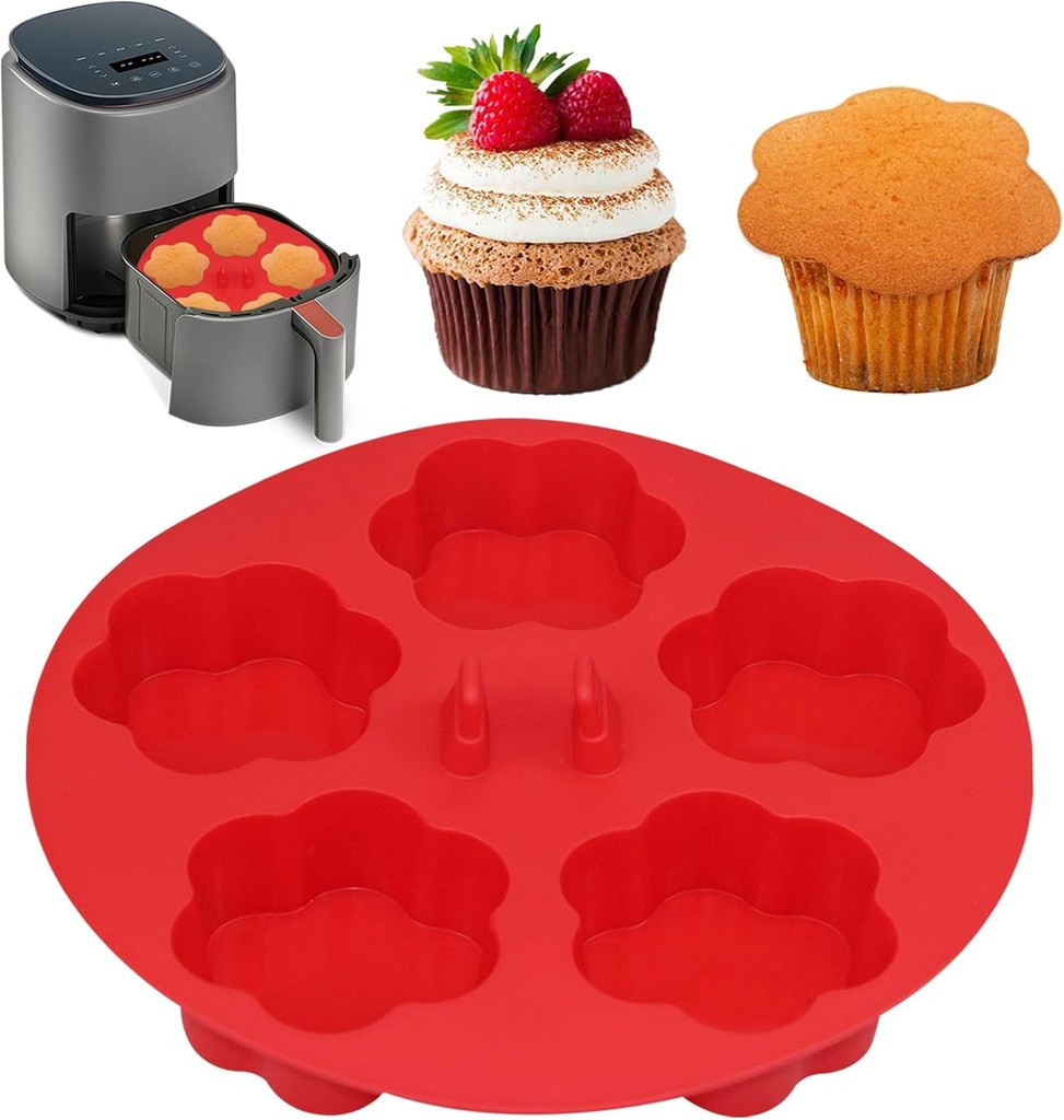 Silicone Mini Air Fryer Muffin Pan Cups Flower Shape for Oven Baking,1 pcs Egg Bite Mold Muffin Tins Cupcake Pan Tray for Air Fryer Basket Accessories Baking Muffin Pancake