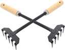 2pcs Mini Gardening Rake Ergonomic Hand Tools for Soil Loosening Weeding and Planting Wood and Iron Construction for Maintenance