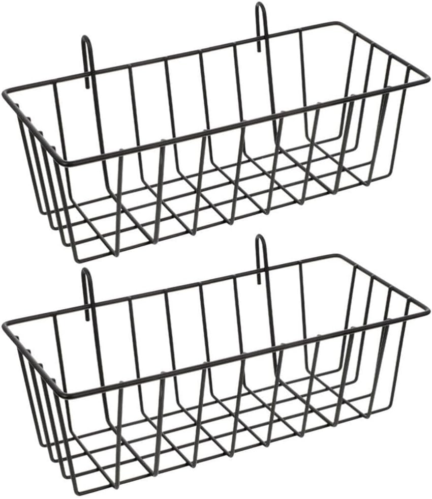 Kichvoe 2pcs Kitchen Hanging Wire Basket Organizer Punch Wall-mounted Storage Rack for Bathroom Bedroom Laundry Room Strong Load Bearing
