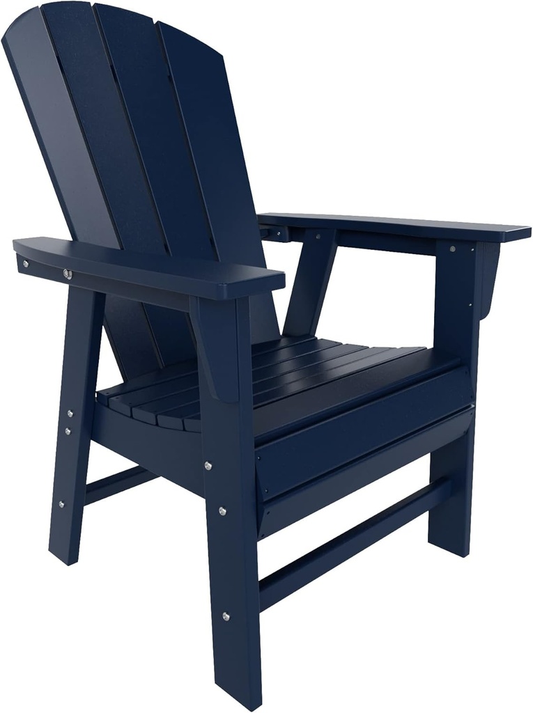 WO Outdoor Adirondack Dining Chair Lounger Seat Traditional Retro Outdoor Furniture Aesthetic for Outside Dining Set Balcony, Home, Backyard, Lawn, Patio, Pool (Navy Blue)