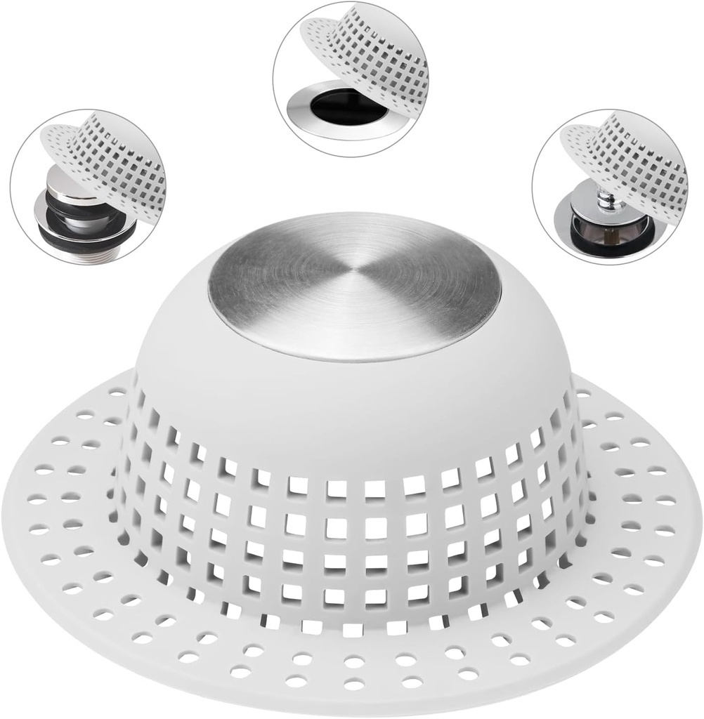 Shower Drain Hair Catcher Bathtub Drain Cover Shower Protector for Pop-Up & Regular Drains
