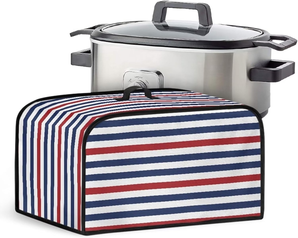 American Flag Stripe Slow Cooker Cover Compatible with Most Slow Cookers Crock Pot Cover Keep Appliance Clean Slow Cooker Dust Cover with Mesh Pocket