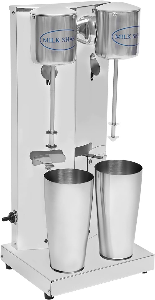 Electric Milkshake Maker Machine, Stainless Steel Milk Mixer Blender, Double Head Malt Blender, Drink Mixer, 110V 360W Commercial Smoothie Mixer (2 Head)