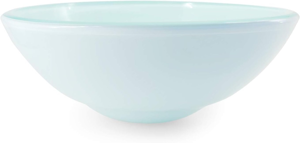 Modern 16 Inch Diameter, Double Layered 5/8 Inch Tempered Glass, Above Counter Bathroom Vessel Sink in White Color