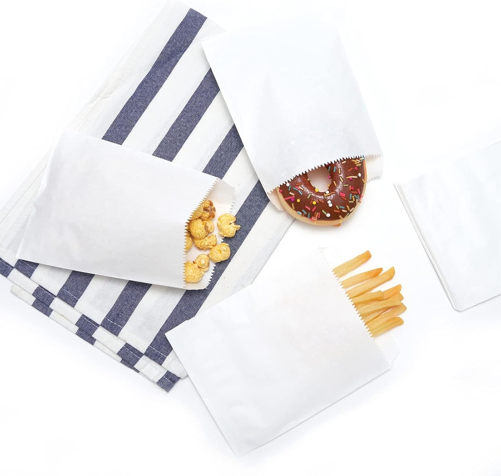 100-pack 4x6 Inches White Kraft Paper Bags for Bakery Cookies Treats Snacks Sandwiches Popcorn Small Gift bag