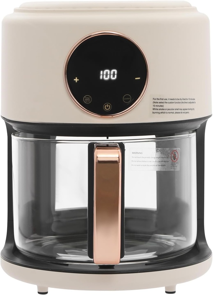 3.81Qt 360° Viewable Glass Air Fryer, 1200W Glass Air Fryer with Digital Display,8-in-1 Smart Compact Airfryer 176℉-392℉ Adjustable Temperature,Dishwasher Safe Non-Stick Basket (White)
