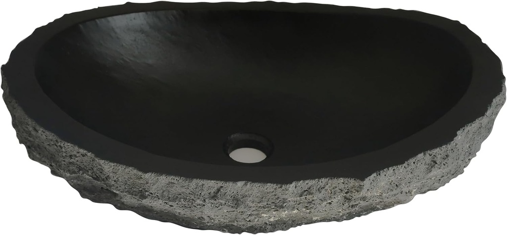 Basalt Vessel Sink, Oval Vessel Sink, Bathroom Vessel Sink, Above Counter Modern Round Vessel Sink For Bathroom Vanity Bowl Bath Sink Art Basin Countertop Stone Sink, Marble Vessel Sink