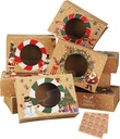 12pcs Christmas Cookie Boxes - 8.25inx5.75inx2.75in - Kraft Paper Bakery Treat Boxes for Holiday Gifts & Parties