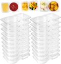 20 Sets Double Compartment Condiment Containers with lids, Reusable Snack Pack Containers, Used For Portioning Fruits,Storing Food Dips and Carrying Snacks