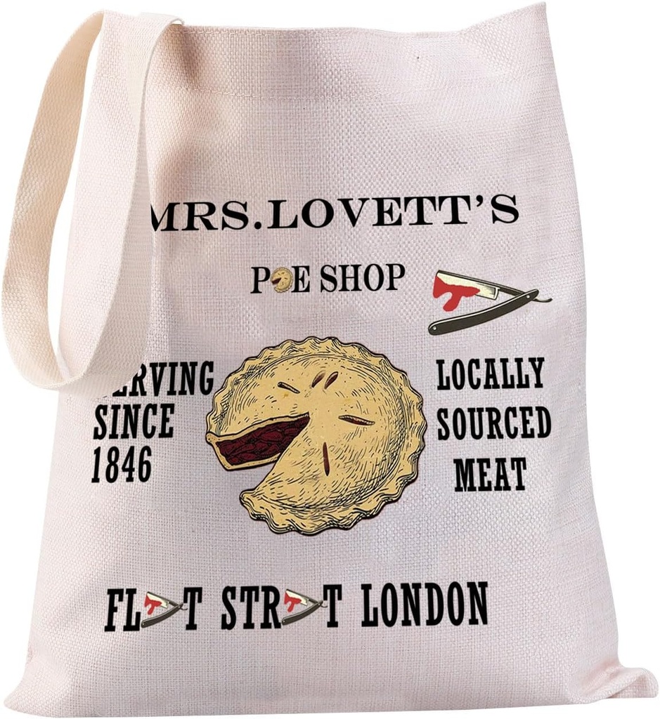 JYTAPP Mrs. Lovett's Meat Pies Movie Tote Bag Horror Movie Canvas Tote Bag Theater Bag