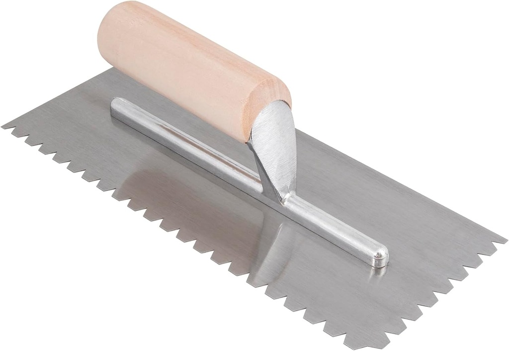 ROBERTS 1/4" x 1/4" x 1/4" V-Notch Flat Top Wood Flooring Trowel with Wood Handle