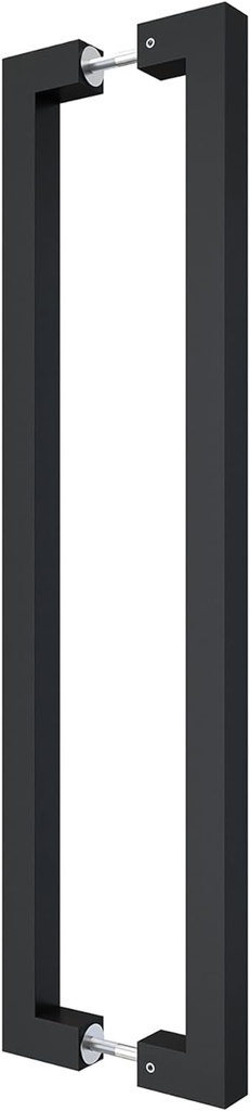 BARNSMITH 24" Barn Door Push Pull Hande,Square Commercial Door Handle, Stainless Steel Rectangular Shape Entrance Entry Office Store Front Garage Handle Pull Set, Matte Black Finish