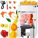 Commercial Juicer Machine, Towallmark 110V Automatic Feeding Juice Extractor, 120W Orange Squeezer for 20-30 per Minute, with Pull-Out Filter Box SUS 304 Tank PP Cover and Two Peel Collecting Buckets
