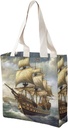Canvas Tote Bag for Women Reusable Grocery Bag Age of Discovery Ship Shopping Bags Casual Shoulder Bag Handbag