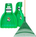Leaf Collector & Adult Rake Set, Leaf Scoops & Rake for Leaf Picker Upper Gardening Lawn Care Hand Tools, 1 Lawn Cleaning Garden Rake & 1 Pair Leaf Scoop, Green Plastic Leaf Grabber, by Superio