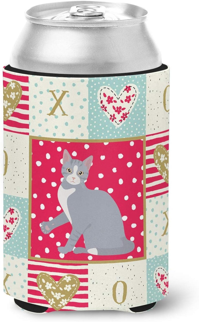 Caroline's Treasures CK5737CC American Polydactyl #2 Cat Love Can or Bottle Hugger Cooler Washable Drink Sleeve Collapsible Beverage Insulated Holder, Can Hugger, Multicolor