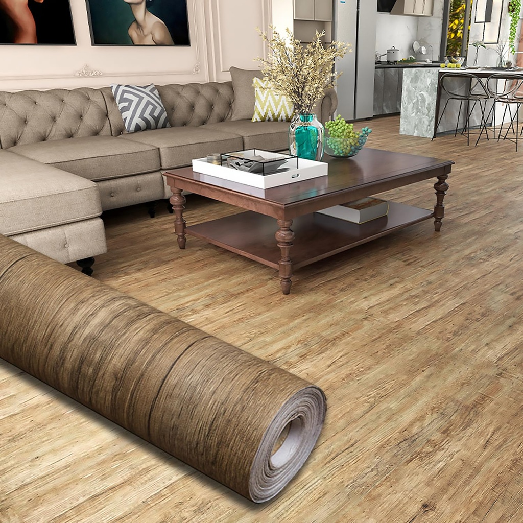 Peel and Stick Vinyl Flooring Roll - 11.8"x394" (32.29 Sq Ft) - Long Continuous Roll Reduces Seams | Waterproof & Non-Slip | for Kitchen, Bathroom, Rentals - Easy DIY