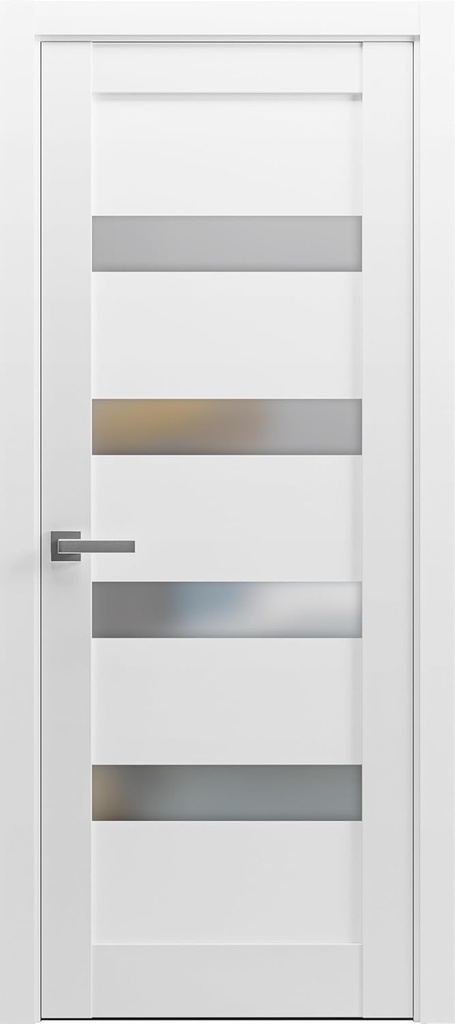 Pantry Kitchen Lite Door with Hardware | Quadro 4113 White Silk with Frosted Opaque Glass | Single Panel Frame Trims | Bathroom Bedroom Sturdy Doors -24" x 84"