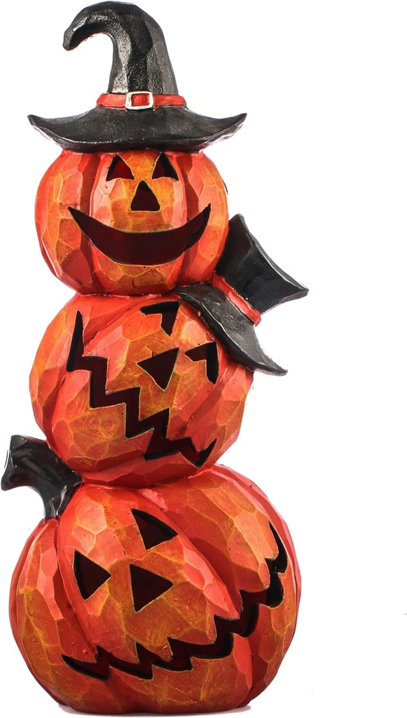 14inch Light Up Evil Pumpkin Scary Jack O'Stack Halloween Ornament Decoration for Outdoor Indoor Garden Party Festival Events