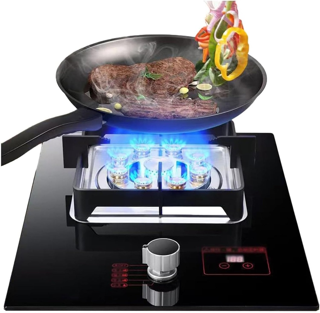 Gas Stove, 5.2KW Portable Gas Cooker, Kitchen Counter Top Stove, Gas/LP Gas Conversion Stove, Independent Timer Both Sides, with Flameout Protection, for Home Kitchen Camping Cooker(NG)