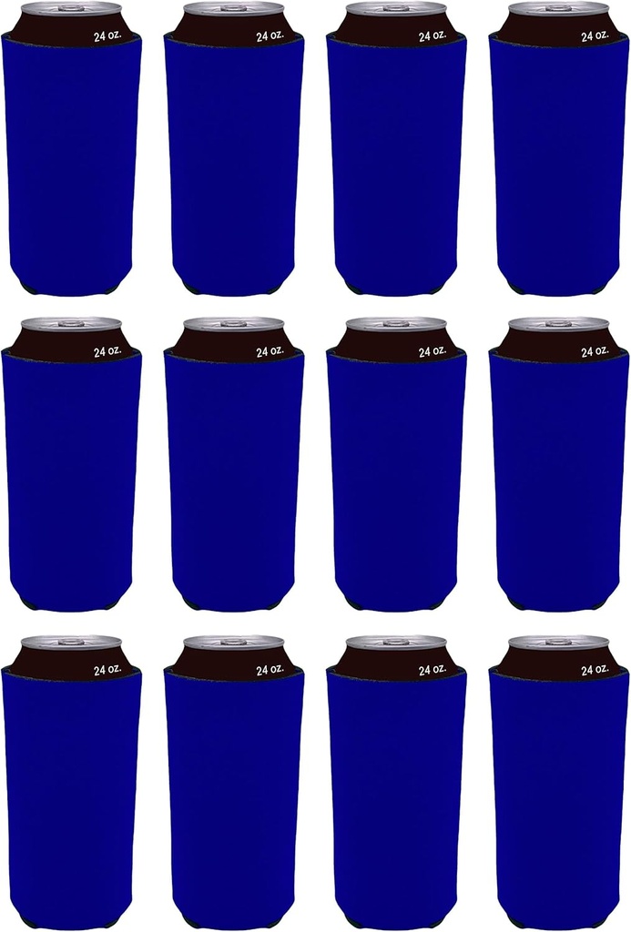 Blank Foam 24 oz. Can Coolie - Made in USA (Royal Blue, 12 Pack)