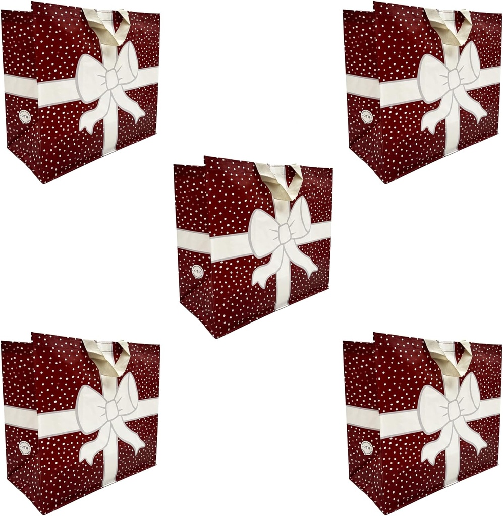 Earthwise Reusable Birthday/Holiday Bags - Totes Extra Large 14.5" H x 16" W x 8.5" D-Gift (Pack of 5)