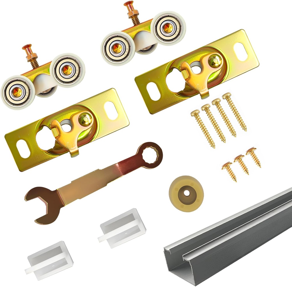 4 ft Sliding Pocket Door Hardware Kit,Commercial Grade,Aluminum Box Rail Kit,Slide Smoothly Quietly,Easy Install