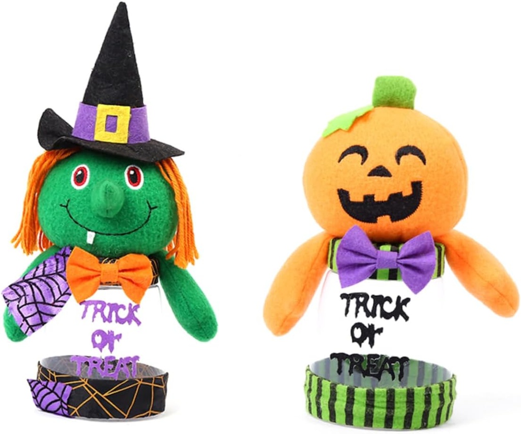 Mini Halloween Candy Holders 4 Pack Pumpkin Cookie Jar Set Plastic Candy Jars for Halloween Decor