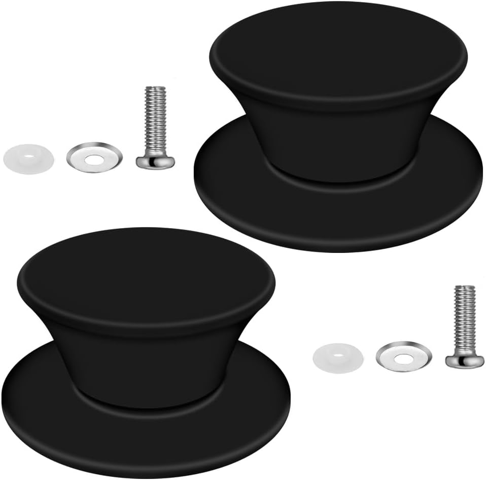 Pot Lid Knob Replacement Silicone Universal Pan Lid Holding Handles, Heat Resistant Dishwasher Safe for Slow Cookers, Skillets and Kitchen Cookware Lids Covers (Black)