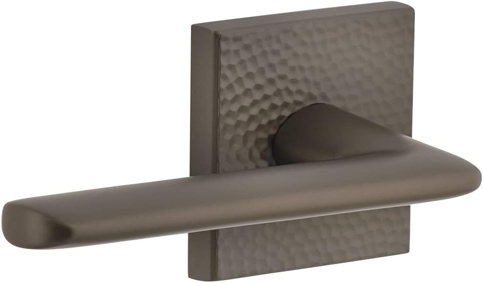 Viaggio 627582 Titanium Gray Quadrato Hammered Rosette Brezza Lever, Double Dummy-Backset