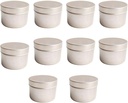 10 Pack 2 Oz Metal Round Tins Aluminum Tin Cans Containers 2 Ounce Tins Cans Tins Containers Round Tins Metal with Lids Aluminum Metal Containers Metal Tins Jars for Balm, Candy, Salve, Candles