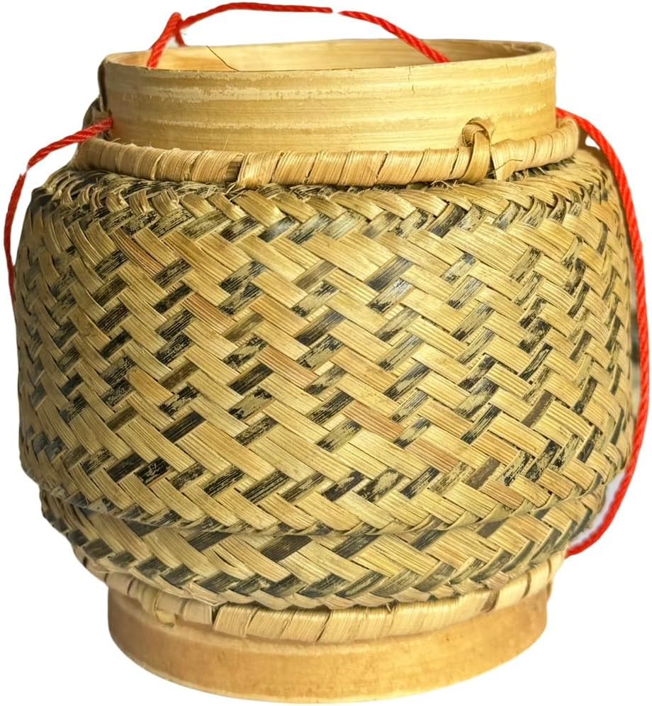 Traditional bamboo Sticky Rice Container, Bamboo Basket Storage 3.5"