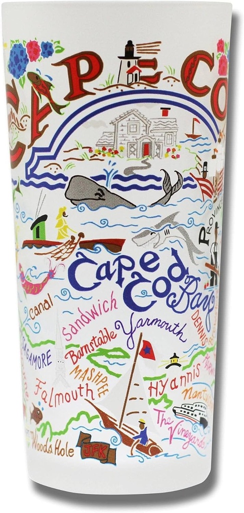 Catstudio Drinking Glass, Cape Cod Frosted Glass Cup for Kitchen, Drinking Glasses, 15oz Dishwasher Safe Tumbler, Wedding Gifts