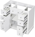 36" Bathroom Vanity Without Sink,Cabinet Base Only,One Cabinets and Six Drawers,Wood Set Frame W/Adjustable Shelf,Water-Proof,Stain Proof,White
